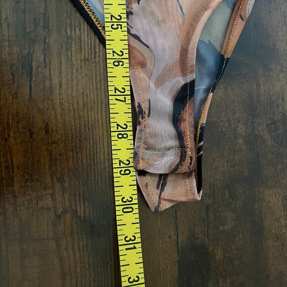 Zara Brown & Black Abstract Print Long Sleeve Sheer Bodysuit Size Medium - Picture 10 of 10